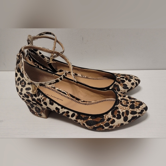 Leather Calf Hair, Pilcro & The Letterpress Women's  Cheeta Print, Strappy Heels - Picture 10 of 13